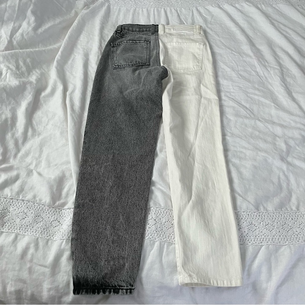 REVICE Sz 26 Contrast two toned tapered legs jeans White Black Gray - Picture 8 of 11